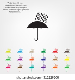 Umbrella and rain drops. Vector illustration
