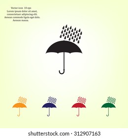 Umbrella and rain drops. Vector illustration
