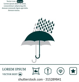 Umbrella and rain drops. Vector illustration