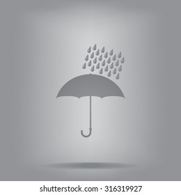 Umbrella and rain drops. Vector illustration