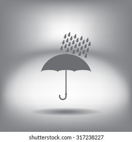 Umbrella and rain drops. Vector illustration