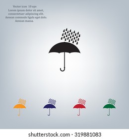 Umbrella and rain drops. Vector illustration