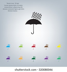 Umbrella and rain drops. Vector illustration
