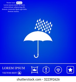 Umbrella and rain drops. Vector illustration
