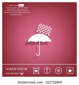 Umbrella and rain drops. Vector illustration