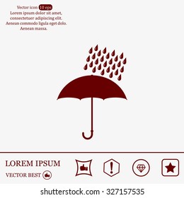 Umbrella and rain drops. Vector illustration