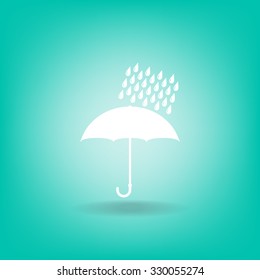 Umbrella and rain drops. Vector illustration