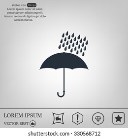 Umbrella and rain drops. Vector illustration