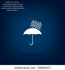 Umbrella and rain drops. Vector illustration