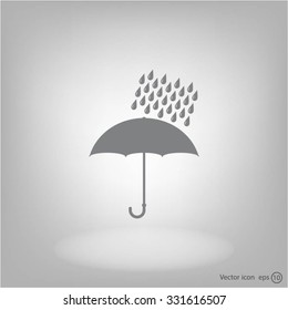 Umbrella and rain drops. Vector illustration