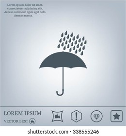 Umbrella and rain drops. Vector illustration