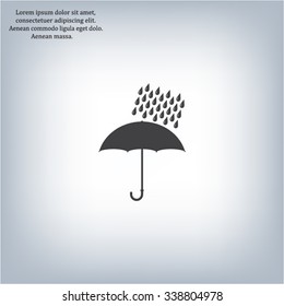 Umbrella and rain drops. Vector illustration