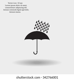 Umbrella and rain drops. Vector illustration