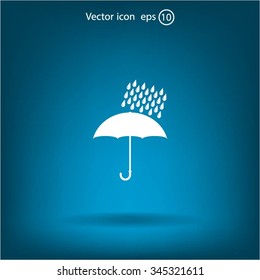 Umbrella and rain drops. Vector illustration