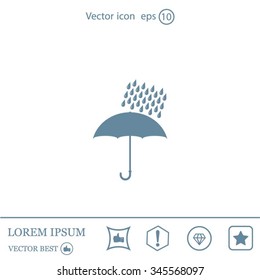 Umbrella and rain drops. Vector illustration