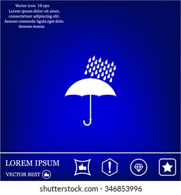 Umbrella and rain drops. Vector illustration