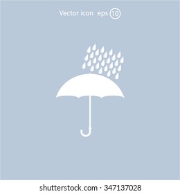 Umbrella and rain drops. Vector illustration
