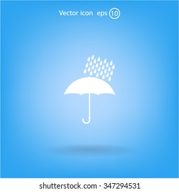 Umbrella and rain drops. Vector illustration
