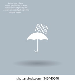 Umbrella and rain drops. Vector illustration