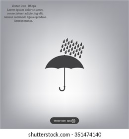 Umbrella and rain drops. Vector illustration