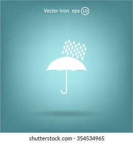 Umbrella and rain drops. Vector illustration