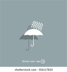 Umbrella and rain drops. Vector illustration