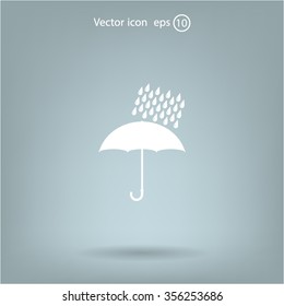 Umbrella and rain drops. Vector illustration