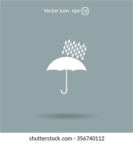 Umbrella and rain drops. Vector illustration