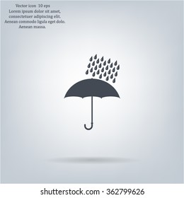 Umbrella and rain drops. Vector illustration