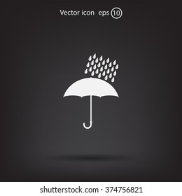 Umbrella and rain drops. Vector illustration