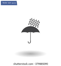 Umbrella and rain drops. Vector illustration