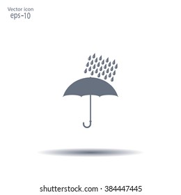 Umbrella and rain drops. Vector illustration
