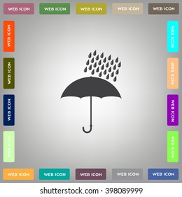 Umbrella and rain drops. Vector illustration