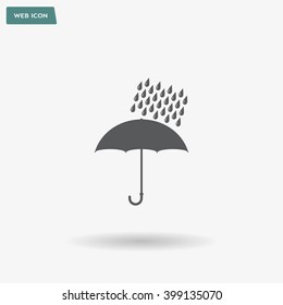 Umbrella and rain drops. Vector illustration