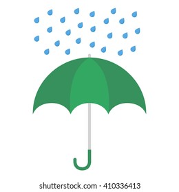 Umbrella and rain drops. Vector illustration.