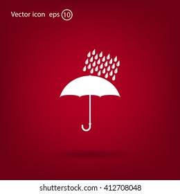 Umbrella and rain drops. Vector illustration