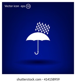 Umbrella and rain drops. Vector illustration