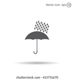 Umbrella and rain drops. Vector illustration