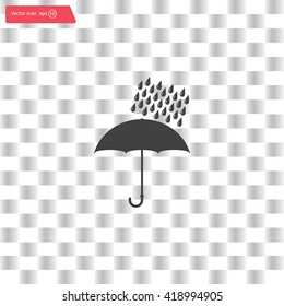 Umbrella and rain drops. Vector illustration