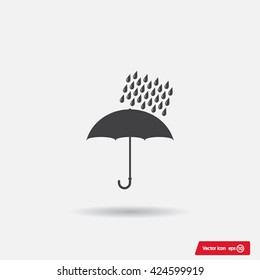Umbrella and rain drops. Vector illustration