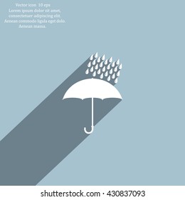 Umbrella and rain drops. Vector illustration