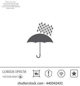 Umbrella and rain drops. Vector illustration