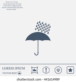 Umbrella and rain drops. Vector illustration