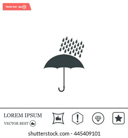 Umbrella and rain drops. Vector illustration