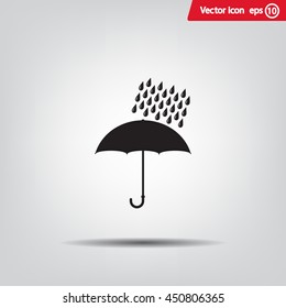 Umbrella and rain drops. Vector illustration