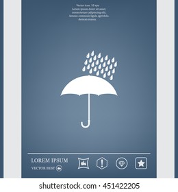 Umbrella and rain drops. Vector illustration
