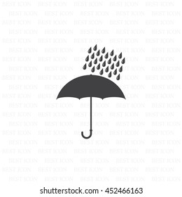 Umbrella and rain drops. Vector illustration