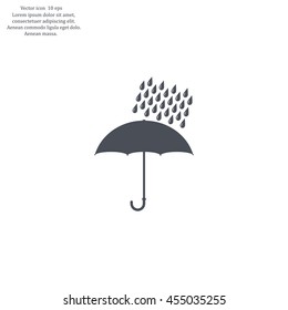 Umbrella and rain drops. Vector illustration