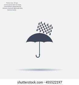 Umbrella and rain drops. Vector illustration