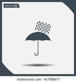 Umbrella and rain drops. Vector illustration